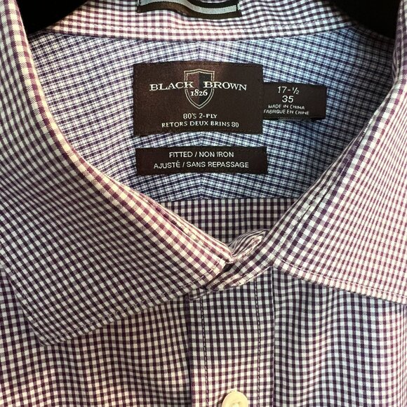 Full Cotton High Quality Button Down // Black Brown Fitted Non-Iron Men's XL - Picture 2 of 7